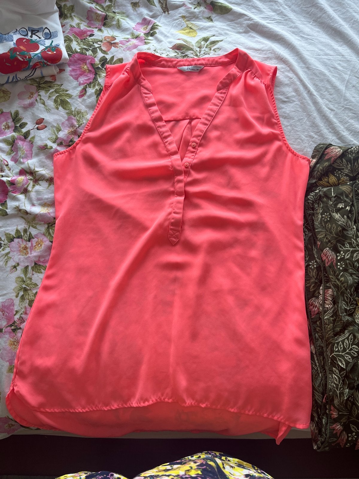 Neon Koraal Mouwloze Blouse Maat M, Maat 38/40 (M), Oranje, Ophalen of Verzenden, Zo goed als nieuw