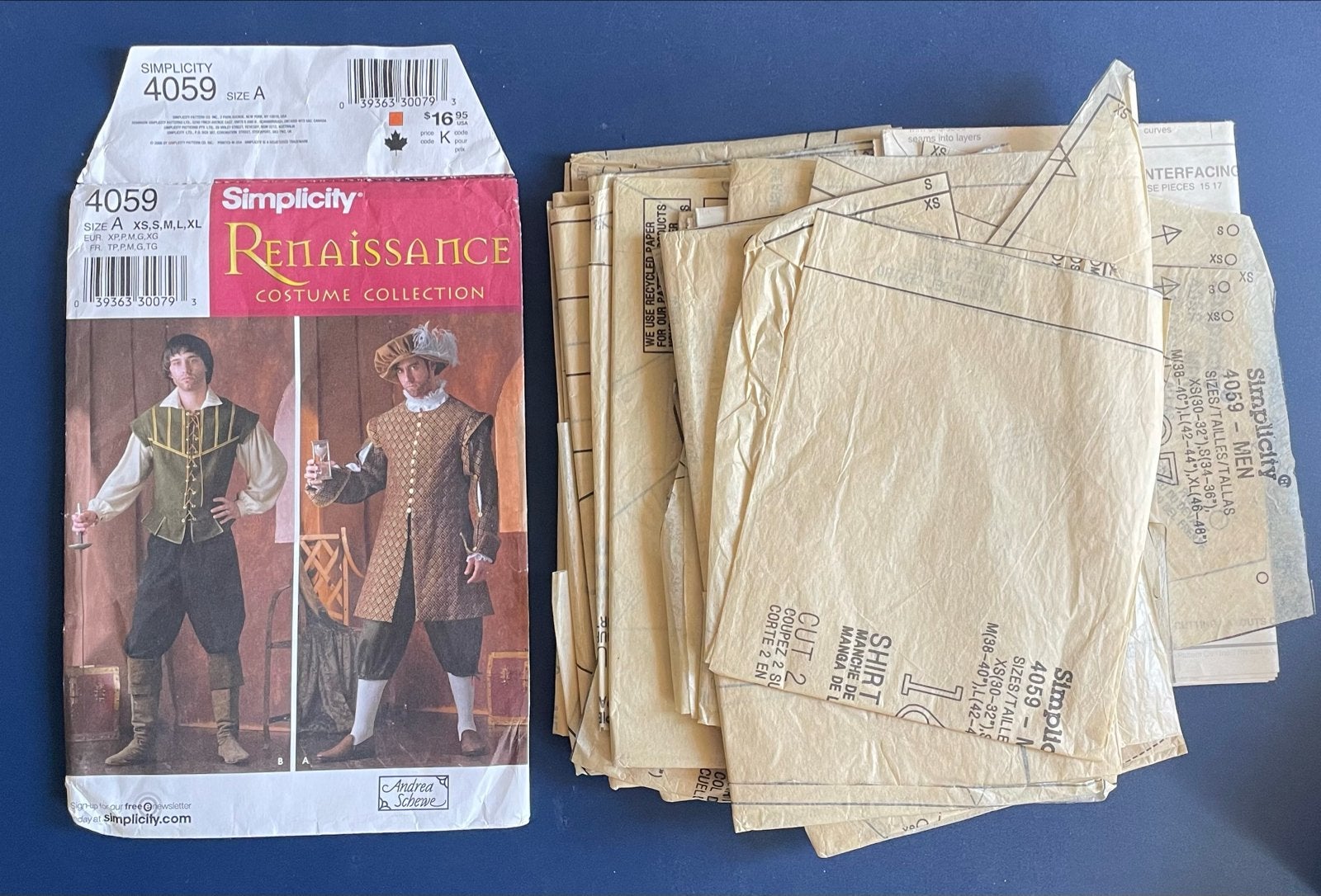Simplicity 4059 Renaissance Kostuum Patroon, Hobby en Vrije tijd, Kledingpatronen, Overige merken, Man, Ophalen of Verzenden, Overige typen