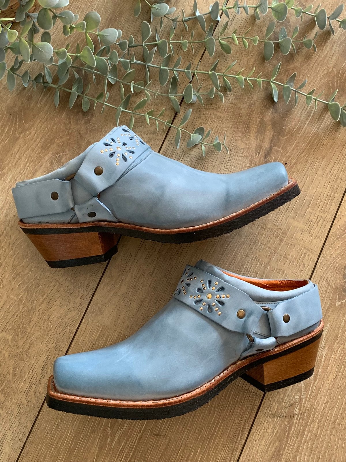 Frye boots klompjes 40 41 western muiltjes clogs instappers, -, Blauw, -, Nieuw