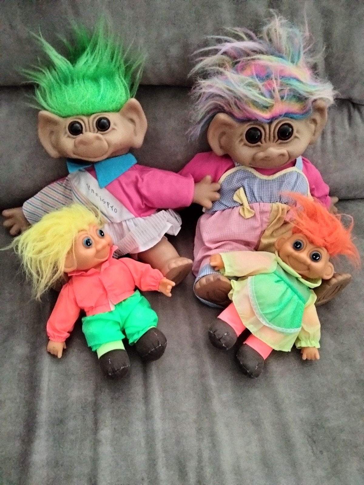 Set van 4 vintage Troll poppen, Ophalen of Verzenden, Gebruikt, Jongen of Meisje