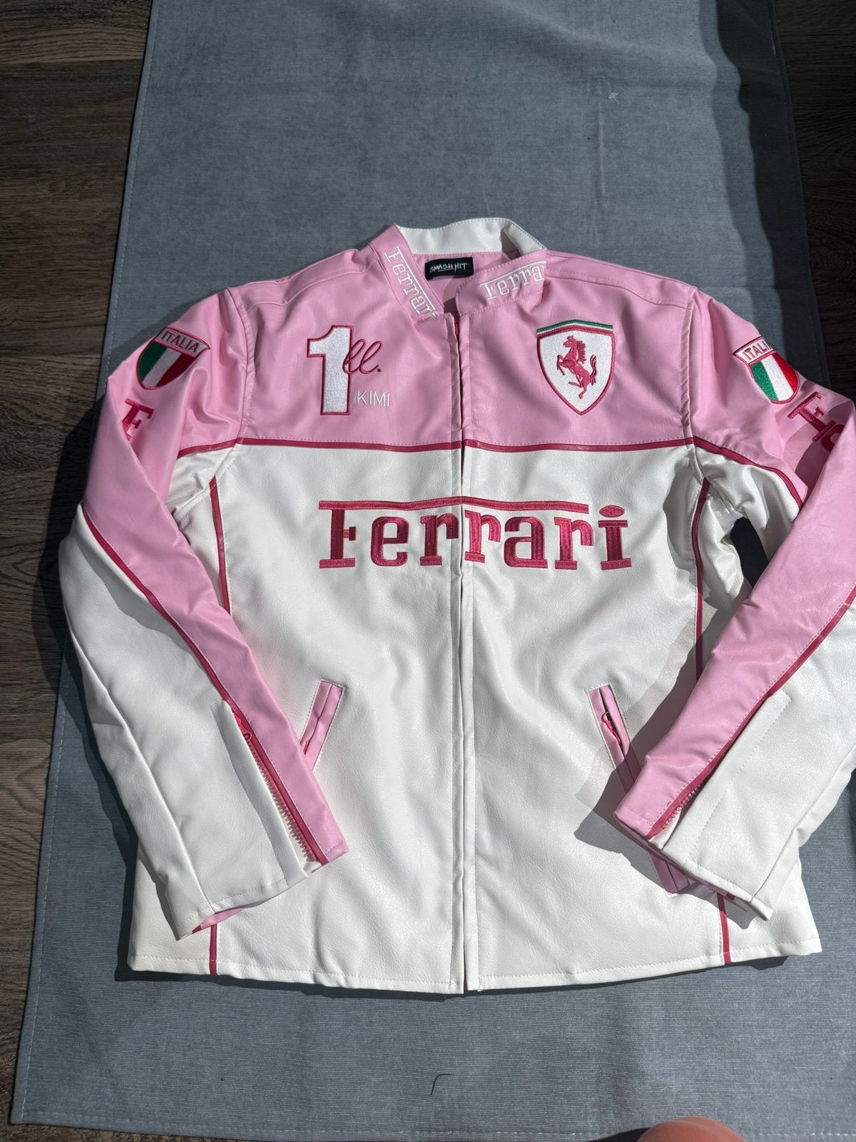 Pink Ferrari Racing Jas (Maat S) Leder Look Edition, Ophalen of Verzenden, Zo goed als nieuw, Maat 46 (S) of kleiner, Roze