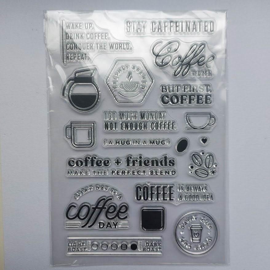 Clear Stamps koffiethema journaling scrapbooking - stempelen, Hobby en Vrije tijd, Ophalen of Verzenden, Nieuw, Clearstamp