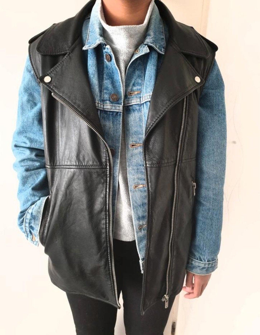 Zara oversized leren biker waistcoat jacket M, Maat 38/40 (M), Ophalen of Verzenden, Gedragen, Zara