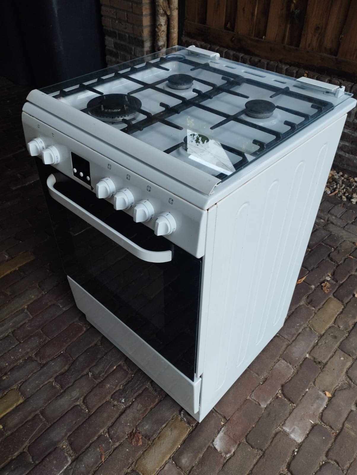 Pelgrim Vrijstaand Gasfornuis met Oven - Wit, Ophalen, Gebruikt, 60 cm of meer, 4 kookzones