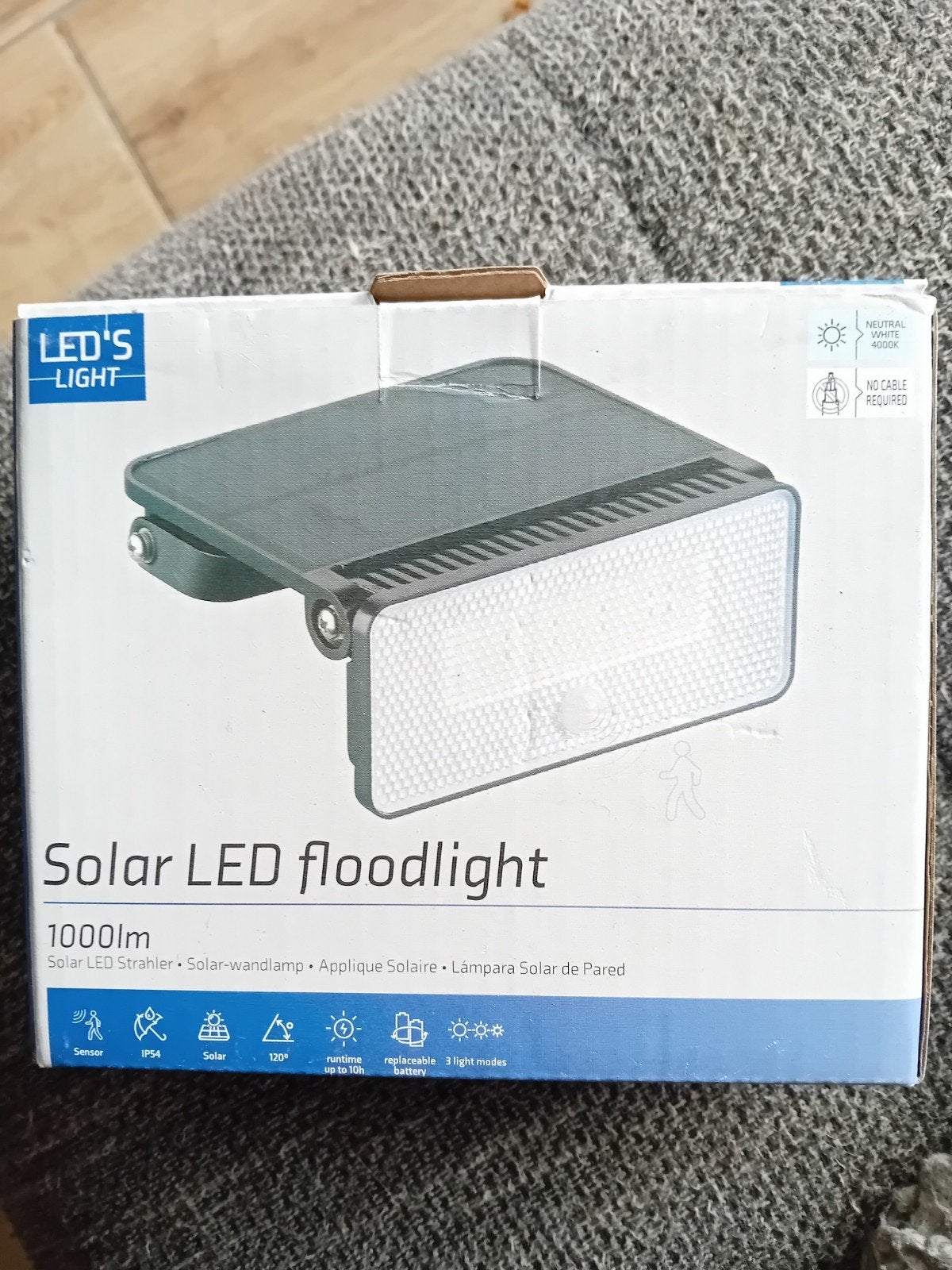 Nieuwe LED's Light Solar LED Floodlight 1000lm met sensor, Kunststof, Led, Minder dan 50 watt, Wandlamp
