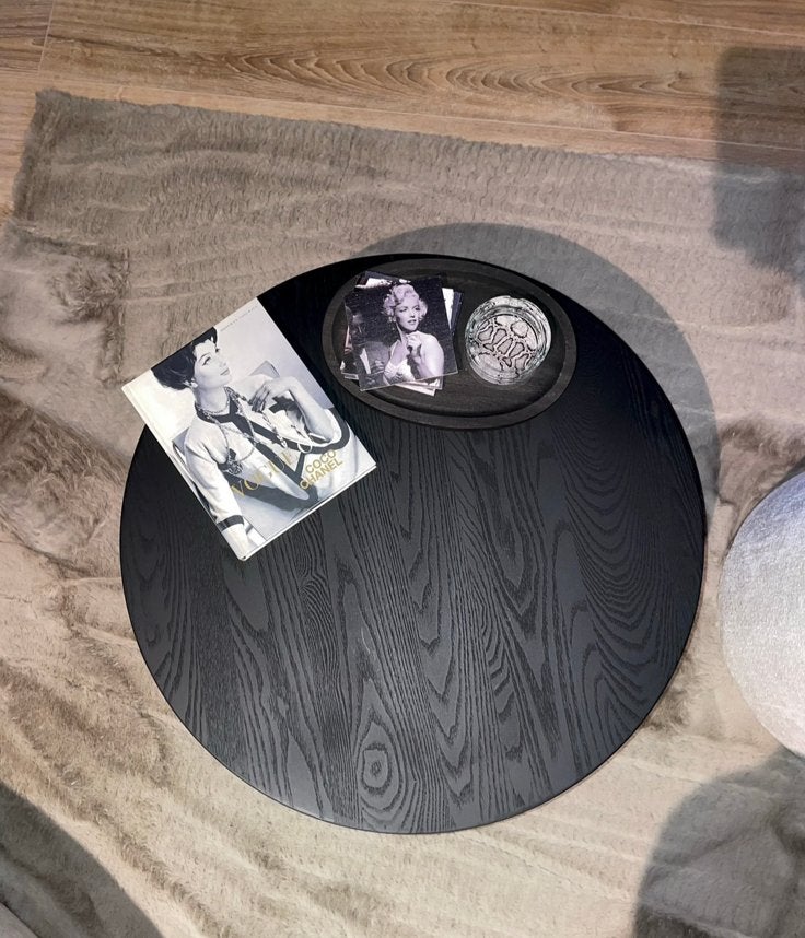 Salontafel/bijzettafel rond - zwart - H18 cm - Ø58 cm, Ophalen, Rond, 50 tot 100 cm
