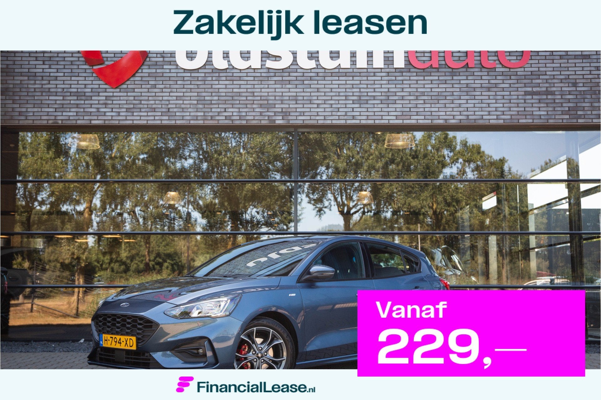 Ford Focus 1.5 EcoBoost ST Line Business ,Stoel/stuurverwarm, Stof, 181 pk, Blauw, Bedrijf