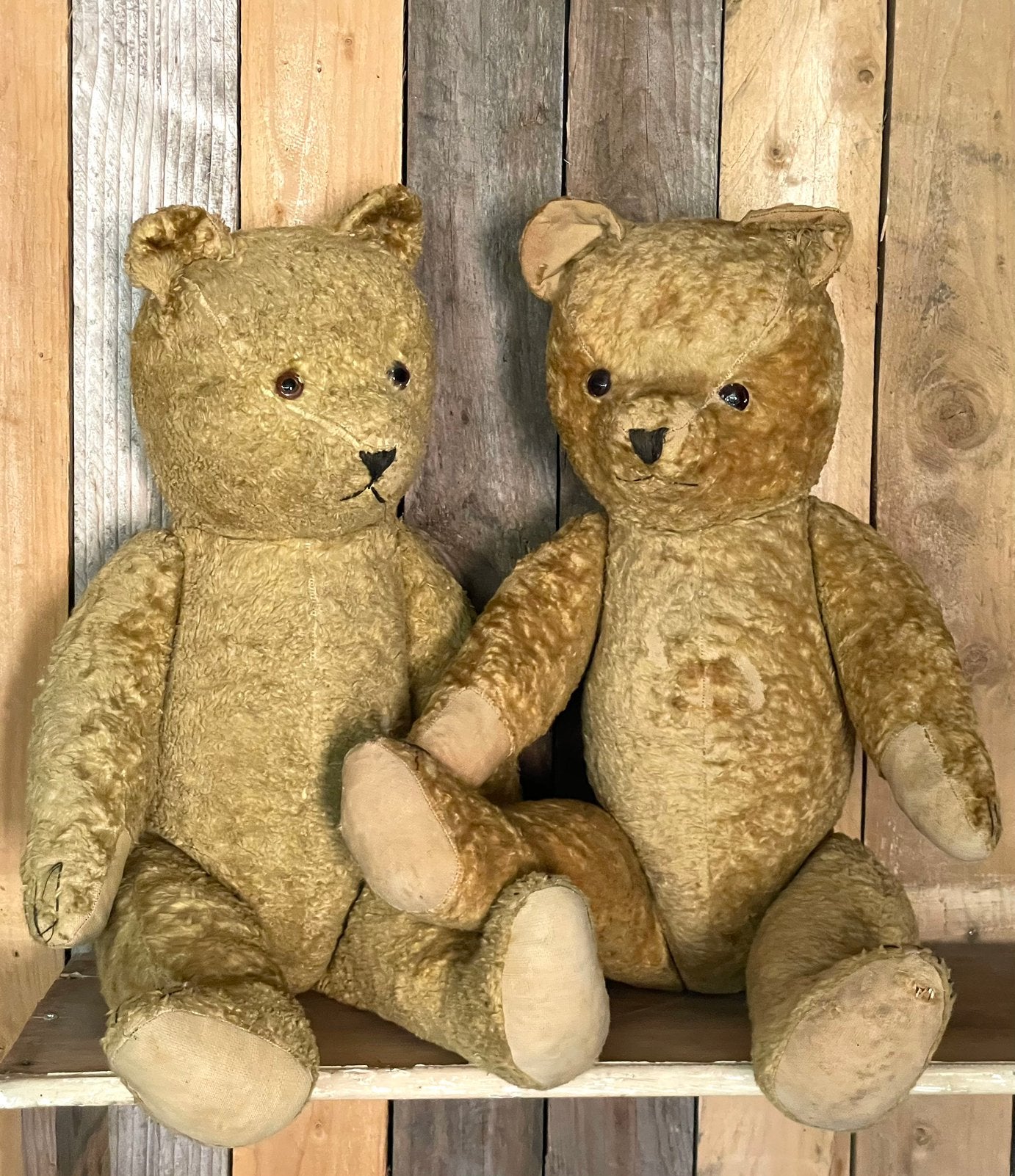 Brocante oude beer stro gevuld 65 cm, Ophalen of Verzenden