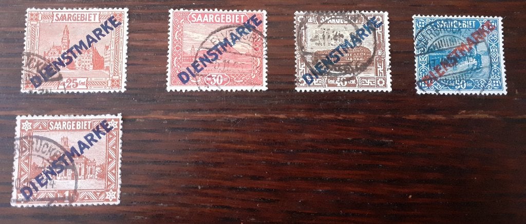 Saargebied, dienstzegels 6 e.v., bod vanaf € 0,20 per stuk, Verzenden, Overige periodes, Gestempeld