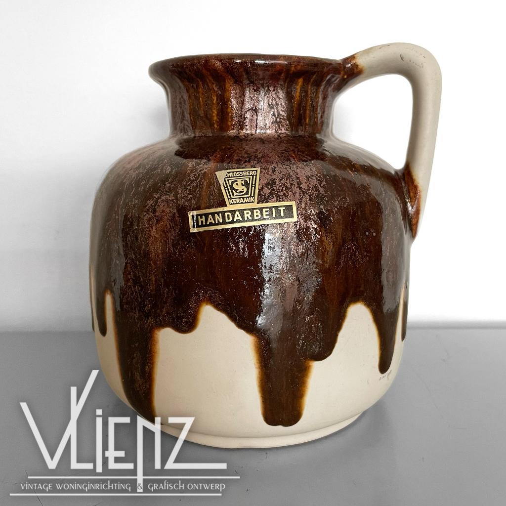 Vintage vaas Schlossberg Keramik West-Germany glazuur, Verzamelen, Retro, Huis en Inrichting, Ophalen of Verzenden