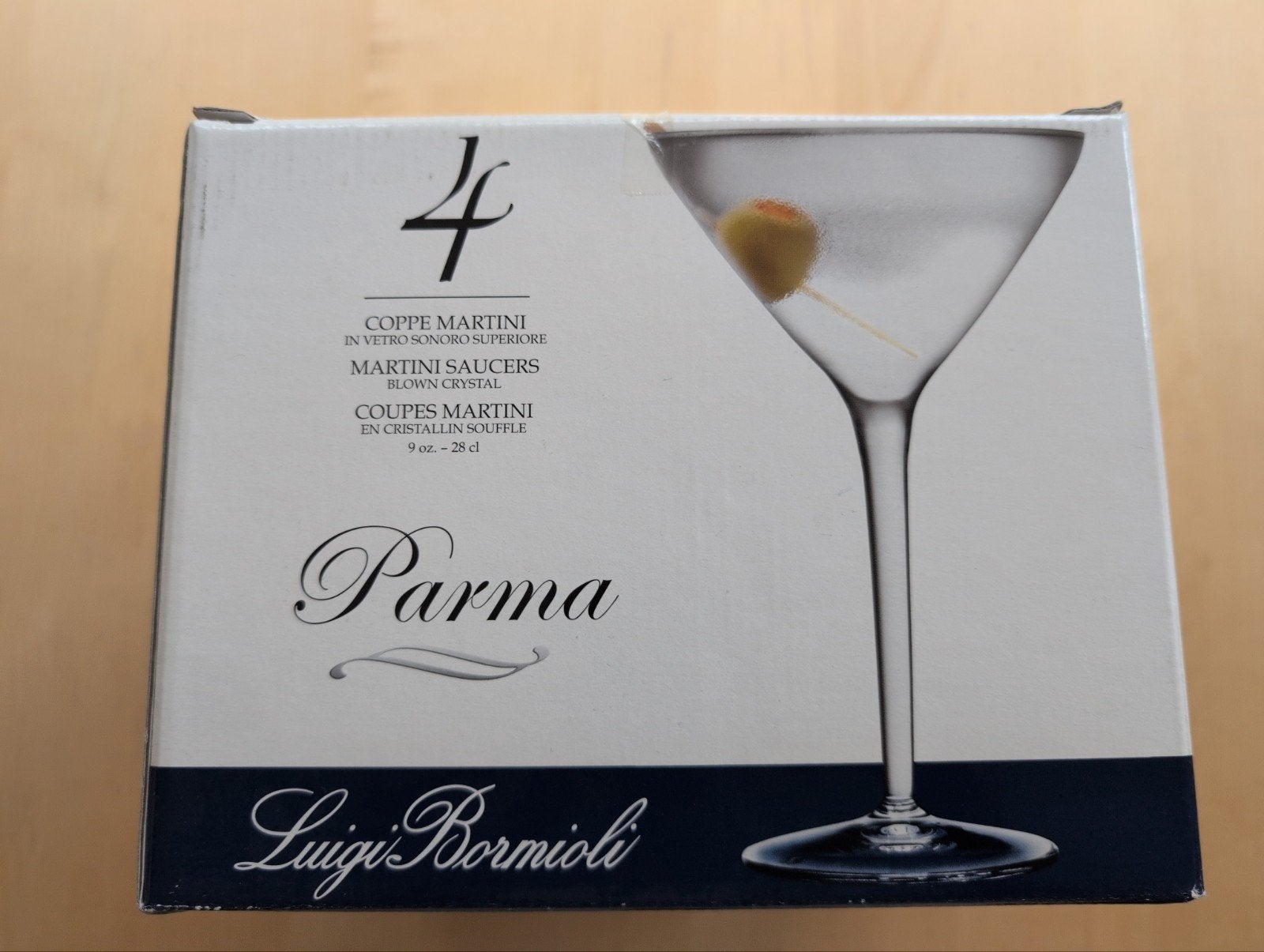 4 Luigi Bormioli Parma Martini Glazen - Nieuw in doos, Ophalen, Glas of Glazen, Nieuw, Glas