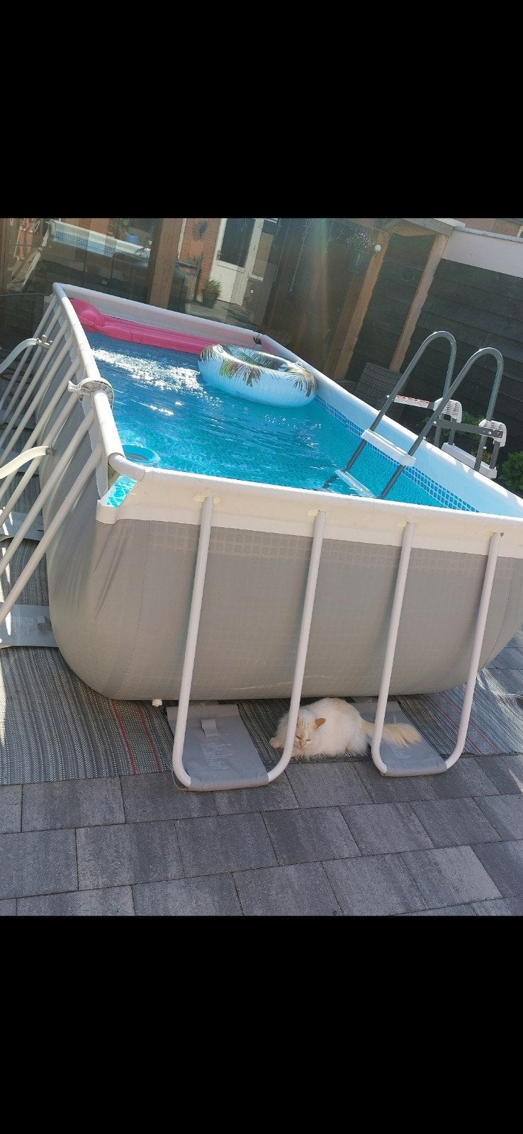 Groot opzetzwembad met trap automatische stofzuiger, Ophalen, Gebruikt, 200 tot 300 cm, 80 tot 120 cm