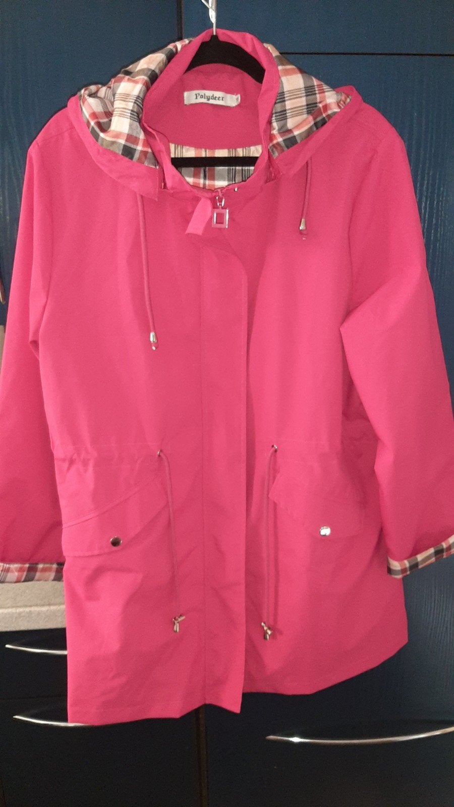 Nieuwe roze jas met geruite voering - Polydear, Maat 46/48 (XL) of groter, Polydear, Nieuw, Ophalen of Verzenden