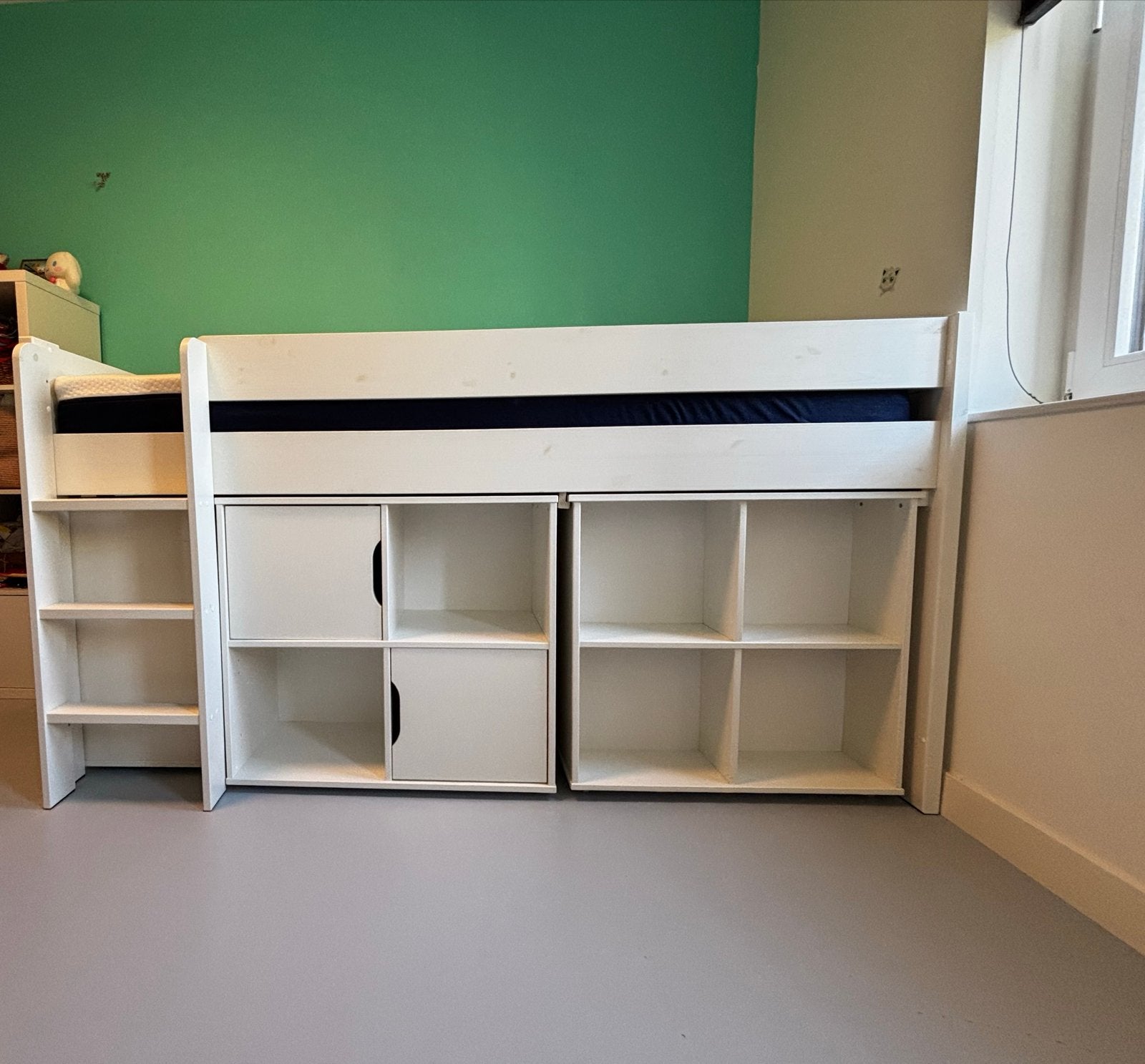 Hoogslaper met bureau en opbergruimte, 85 tot 100 cm, Gebruikt, Ophalen of Verzenden, Hoogslaper of Stapelbed