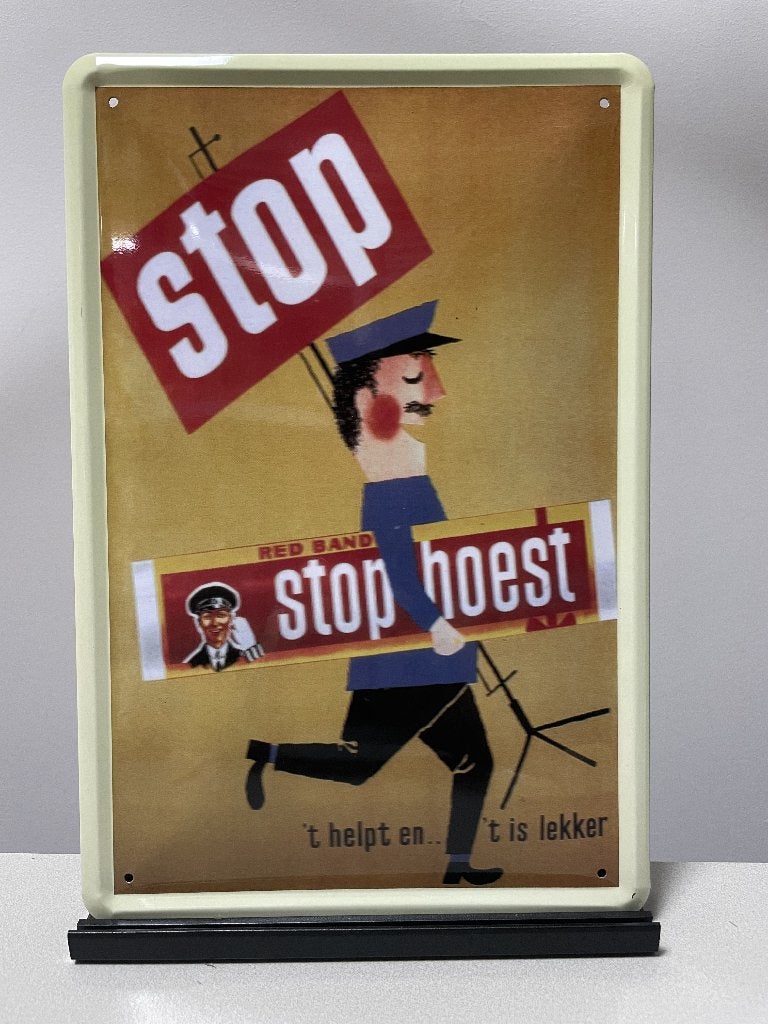 Stophoest Red Band metalen reclamebord (Old Look), Www.pand50.nl, Reclamebord, Nieuw, Ophalen of Verzenden