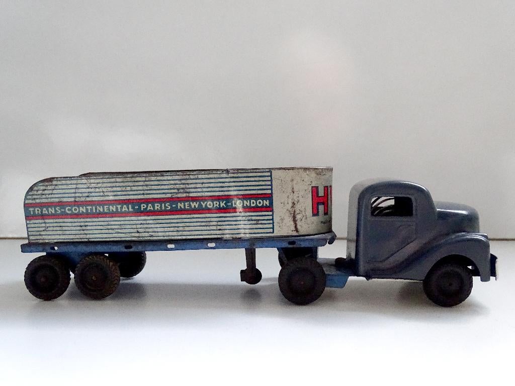 Jaren '50 HWN Bakelieten truck met Transport Cont. oplegger, Antiek en Kunst, Antiek | Speelgoed, Verzenden