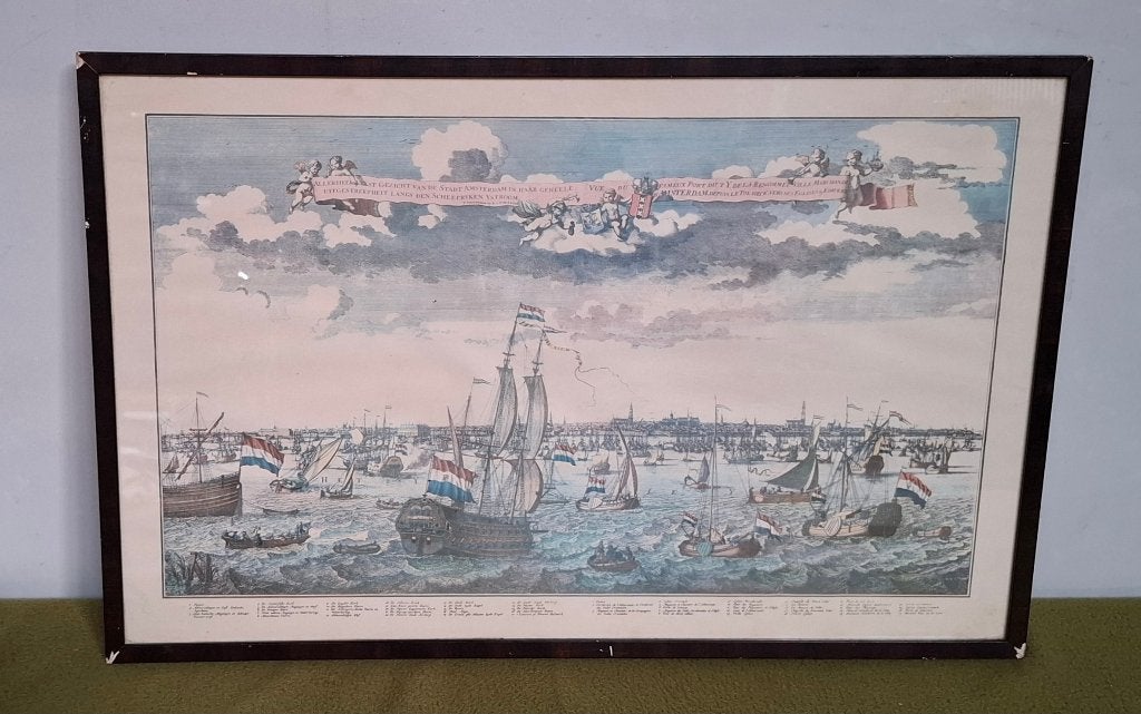 Stadsgezicht Amsterdam Hendrik de Leth, 18e eeuw in lijst, Ophalen, Oud hollands, Stads- / dorpsgezicht