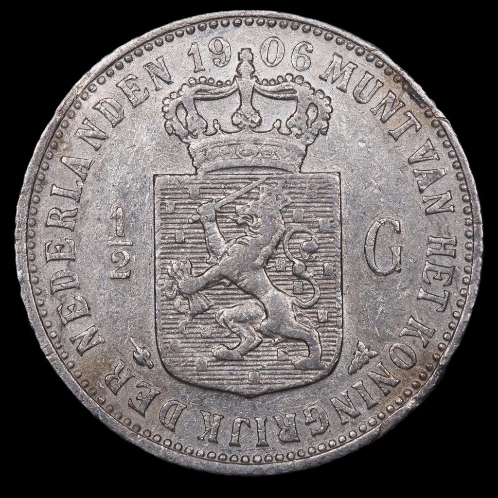 Halve gulden 1906. Zfr-., ½ gulden, Zilver, Ophalen of Verzenden, Koningin Wilhelmina