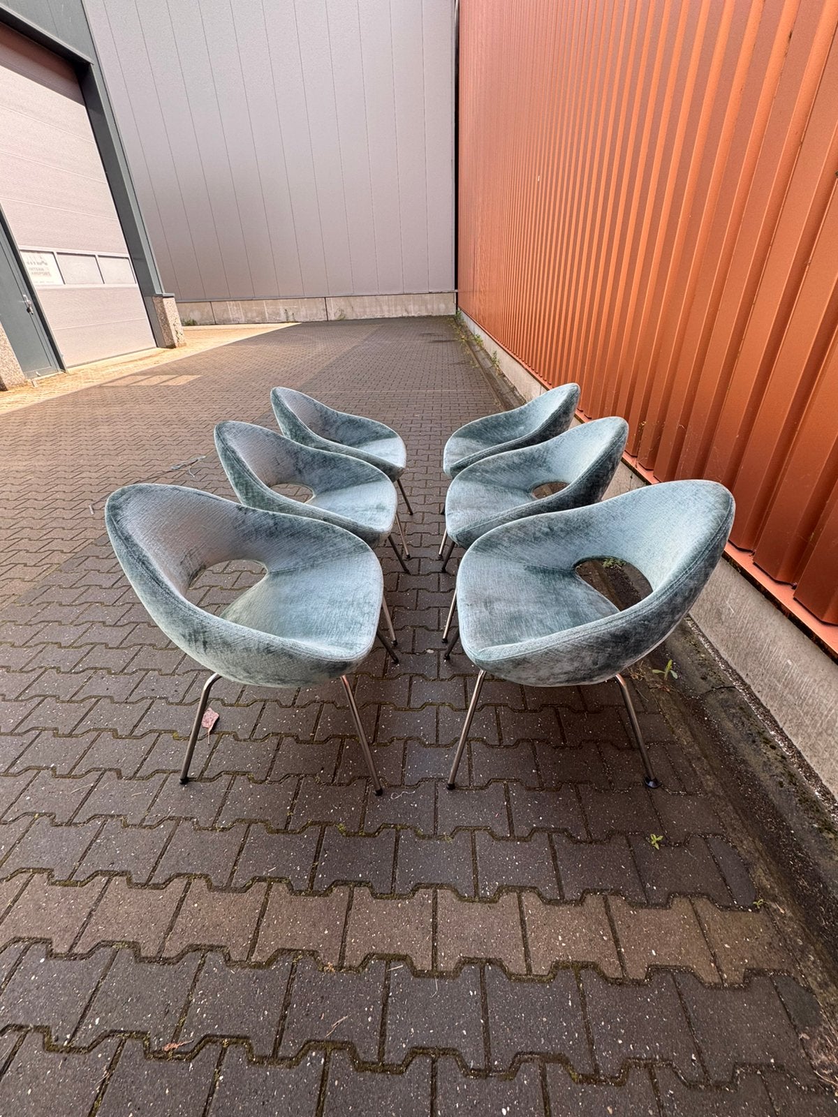 Artifort Shark stoel (6x)- Rene Holten - zgan - blauw velvet, Ophalen, Luxe design, Blauw, .