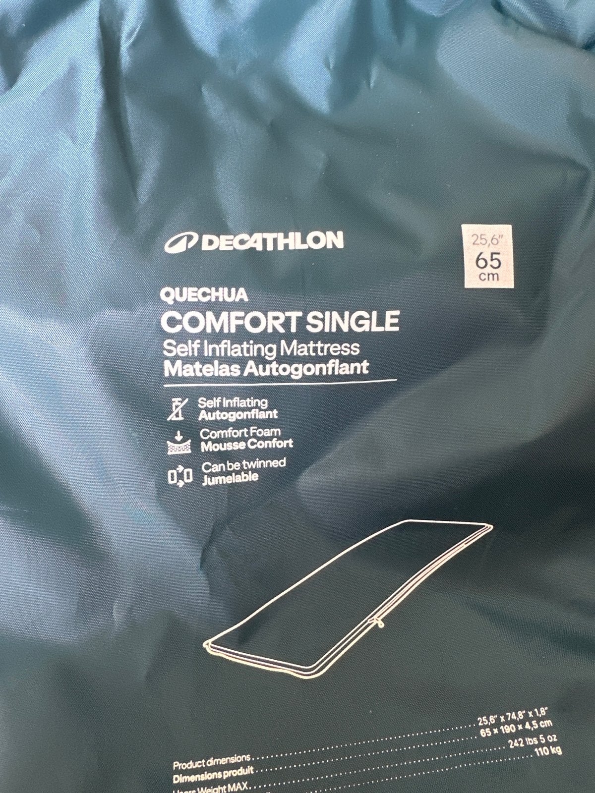 Decathlon Quechua Comfort Single Zelfopblaasbaar Matras, Ophalen, Zo goed als nieuw, 1-persoons