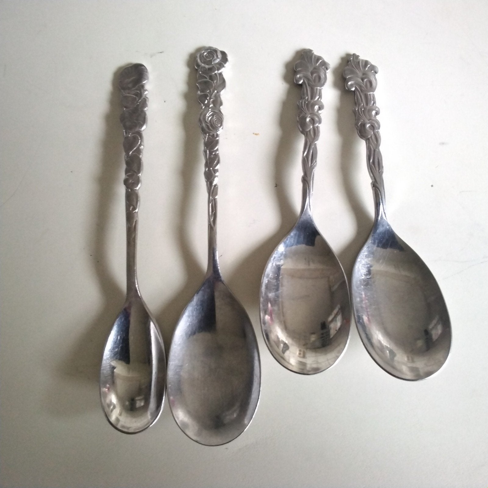 4 Gero Zilmeta lepeltjes uit de Bloemen serie, Ophalen of Verzenden, Rvs of Chroom