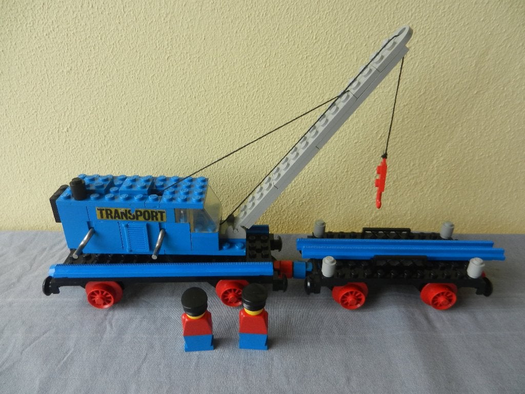 Lego 163 treinwagons met hijskraan (uit 1977), Ophalen of Verzenden, Gebruikt