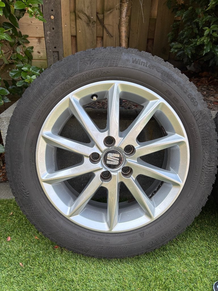 Originele SEAT Ibiza 15 inch Winterset 185/60R15 inc. winter, Ophalen, Gebruikt, 15 inch, Banden en Velgen