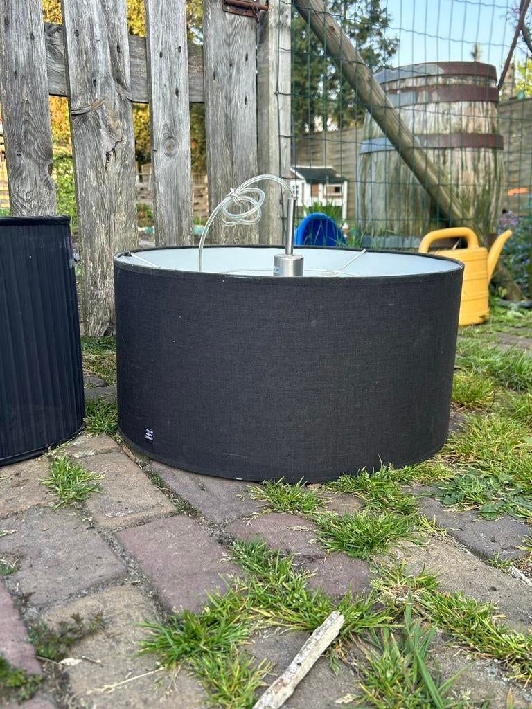 Zwarte stoffen lampenkap - rond en rechthoekig, Ophalen, Gebruikt, Stof, Minder dan 50 cm