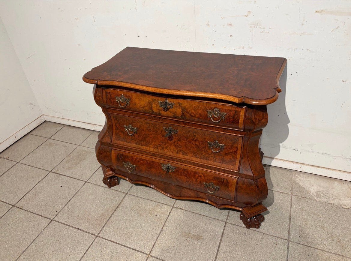 Wortelnoten commode Dubbelgebogen laden Koperen Handgrepen, Ophalen