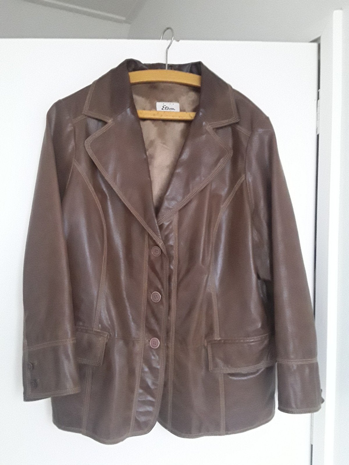 Leren jas maat XXL Miss Etam, Bruin, Maat 46/48 (XL) of groter, Ophalen of Verzenden, Zo goed als nieuw