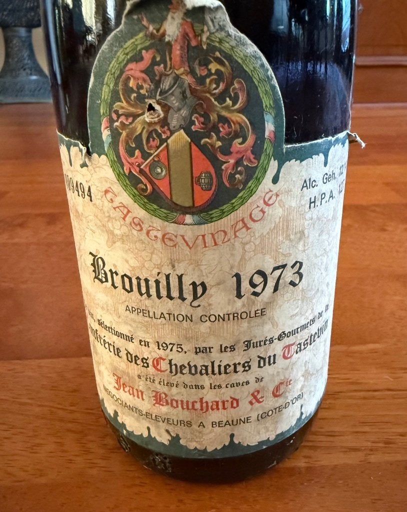 1973 Vintage Brouilly Wine, Frankrijk, Ophalen of Verzenden, Rode wijn, Vol