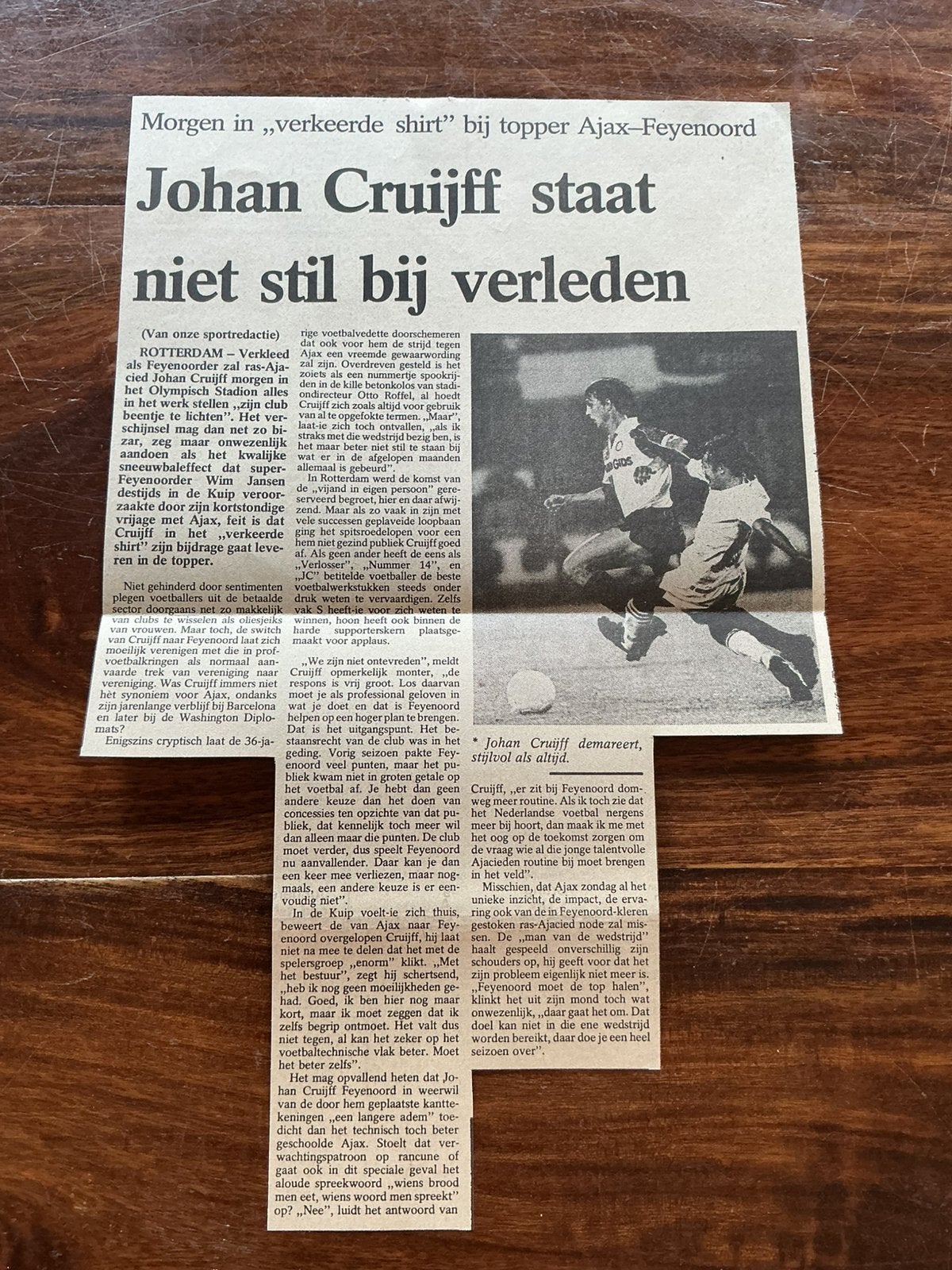 Voetbal krantenartikel Ajax Feyenoord 1983 Cruijff, Ophalen of Verzenden, Knipsel(s)