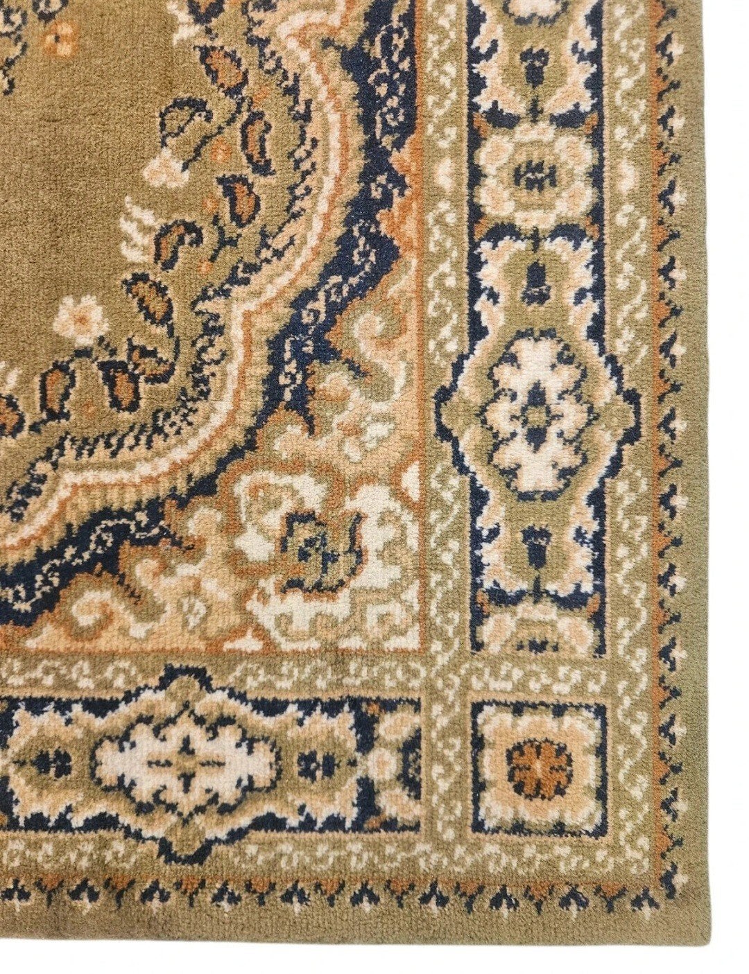 Vintage oosters wol vloerkleed medallion green 82x161cm, Gebruikt, Geel, Klassiek, Oosters, Traditioneel, Www.hypepopup.nl
