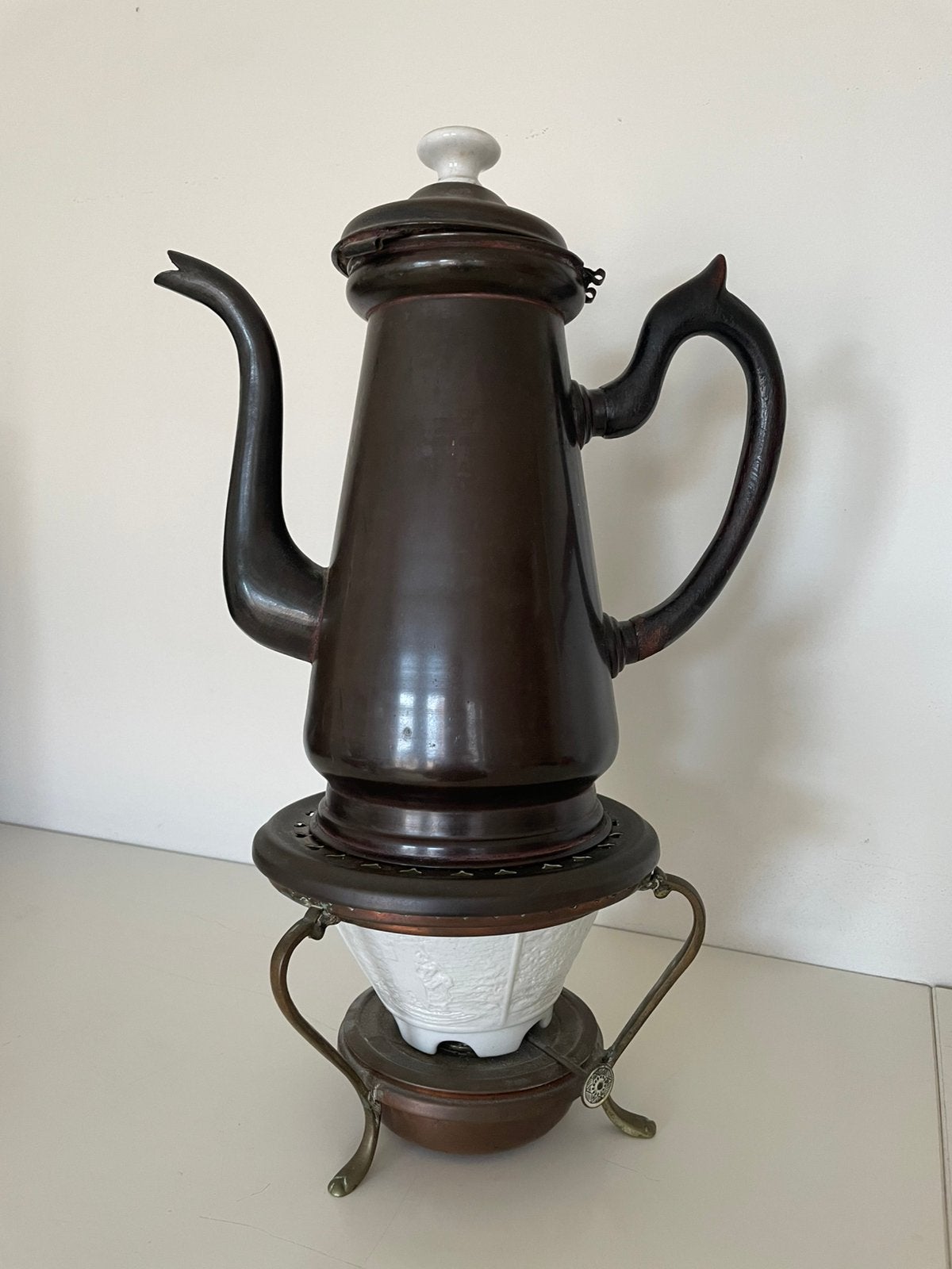 Antieke kraantjeskan met warmhouder, Antiek en Kunst, Ophalen of Verzenden