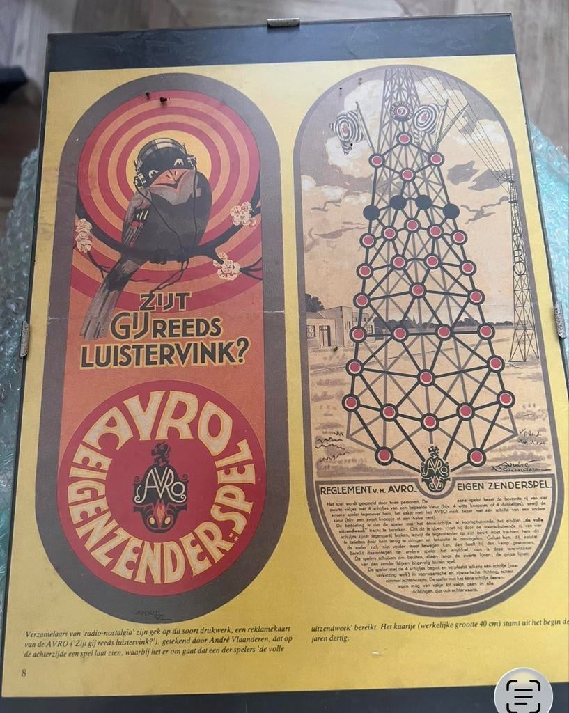 Vintage AVRO Reclamekaart & Zenderspel (Jaren '30), Ophalen of Verzenden
