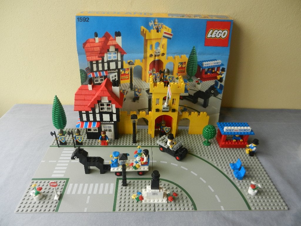 Lego 1592 Town Square met (deel van) doos (uit 1983), Ophalen of Verzenden, Gebruikt