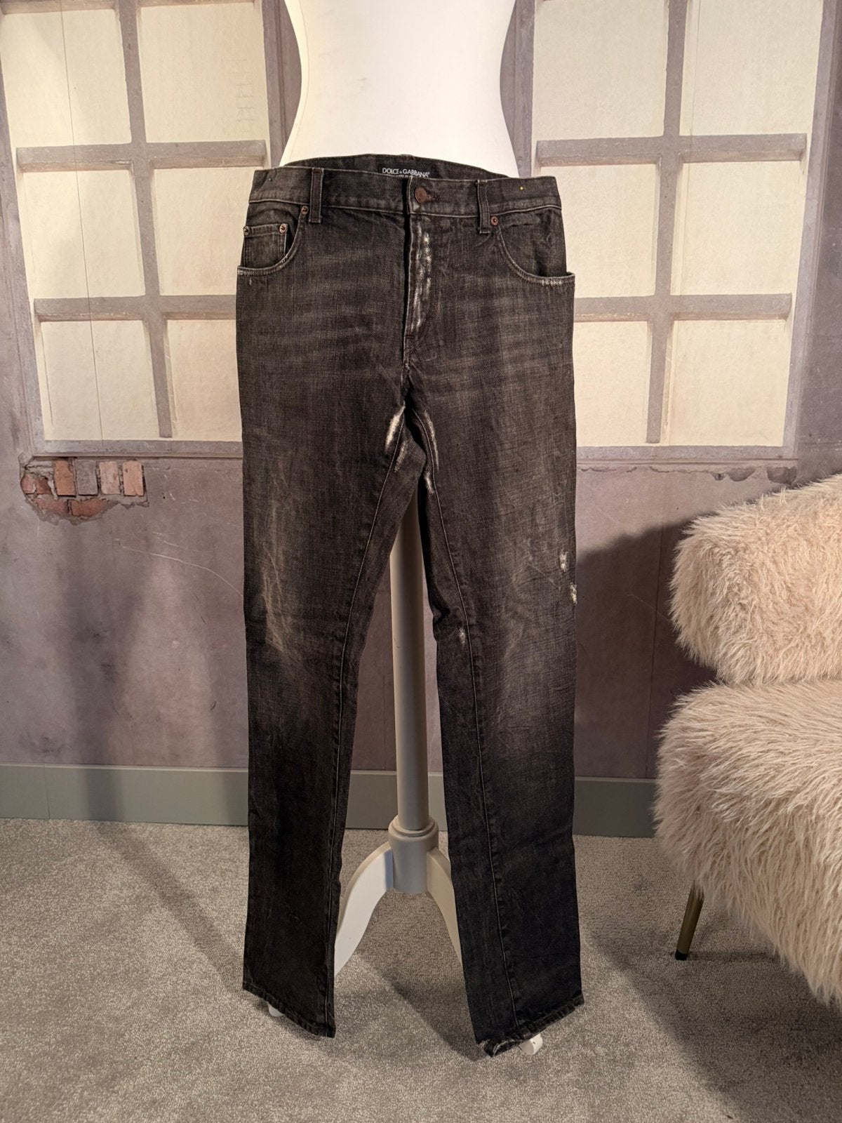 Dolce & Gabbana Donkergrijze Jeans – Slim Fit, Ophalen of Verzenden, Zo goed als nieuw, Grijs