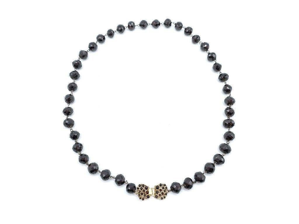 Antieke granaten ketting met gouden sluiting. 18e eeuws, Info@zilverwebsite.nl, Verzenden, Zo goed als nieuw, Zilverwebsite.nl