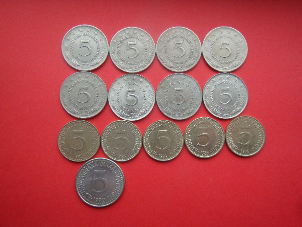 Joegoslavië setje munten 5 Dinar 1953 / 1990., Verzenden, Joegoslavië, Setje