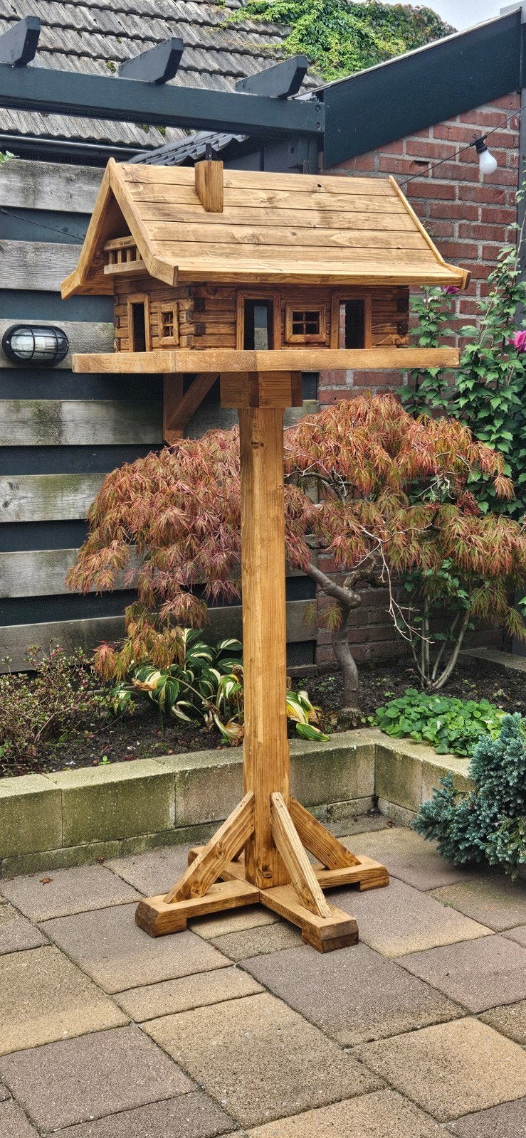 Uniek Houten Vogelhuisje op Paal - "Ons Huusken", Ophalen, Zo goed als nieuw