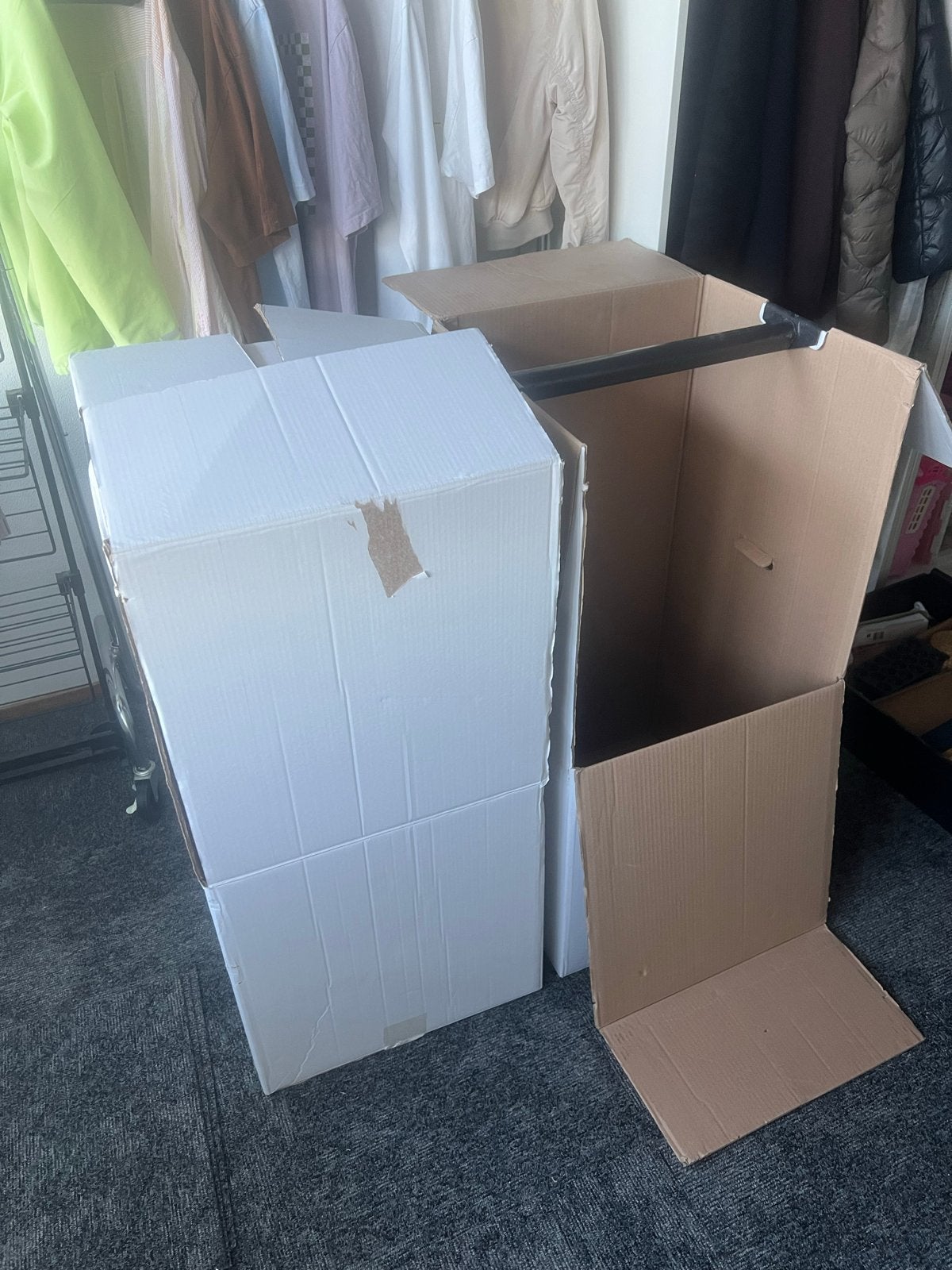 2x XL Garderobedoos / Verhuisdoos voor kleding met roede, Ophalen, 40 tot 60 cm, 50 tot 75 cm, 50 cm of meer