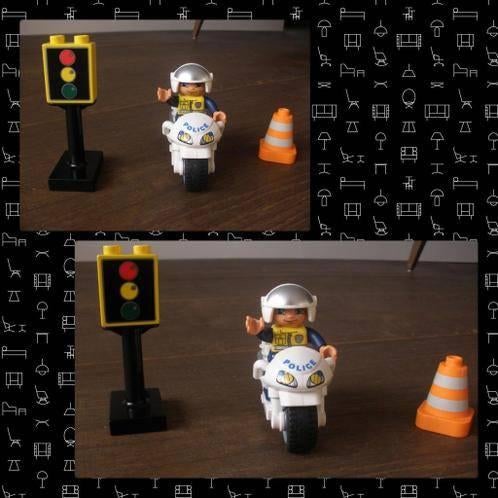 Lego / Duplo politie met motor, Ophalen of Verzenden, Zo goed als nieuw, Complete set, Duplo