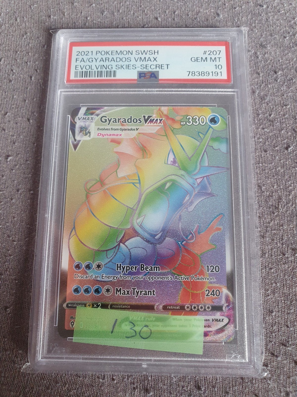 Gyarados VMAX Rainbow Rare PSA 10 Evolving Skies Pokémon, Ophalen of Verzenden, Nieuw, Losse kaart, Foil