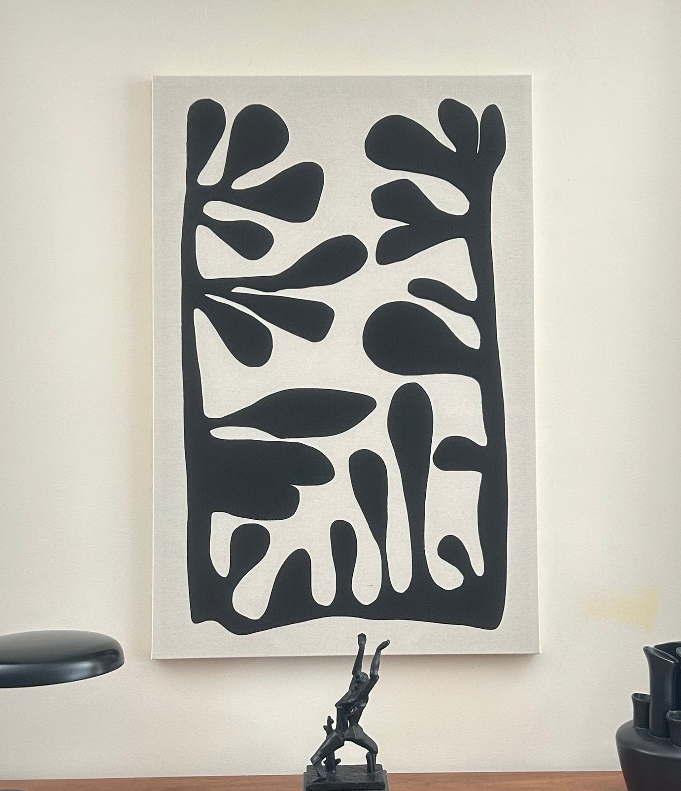 Abstracte kunstprint zwart-wit 80x120, Ophalen