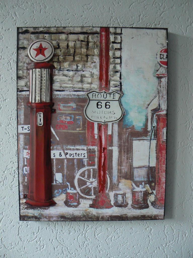 3D metalen schilderij ROUTE 66, Minder dan 50 cm, 50 tot 75 cm, Nieuw, Ophalen of Verzenden