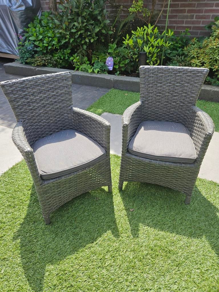 2 Wicker kinder tuinstoelen met kussens, Tuin en Terras, Tuinstoelen, Gebruikt, Wicker, Ophalen
