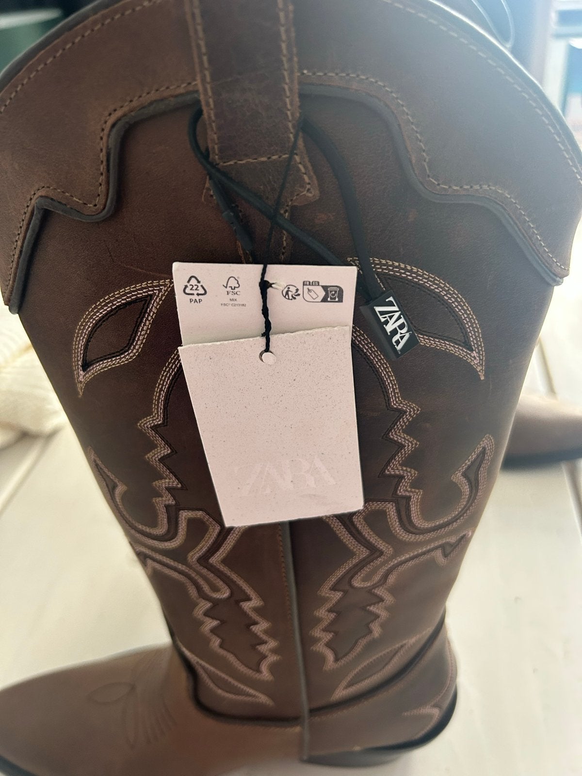 Nieuwe Zara Bruine Western Laarzen maat 39, Ophalen of Verzenden, Nieuw, Bruin, Hoge laarzen