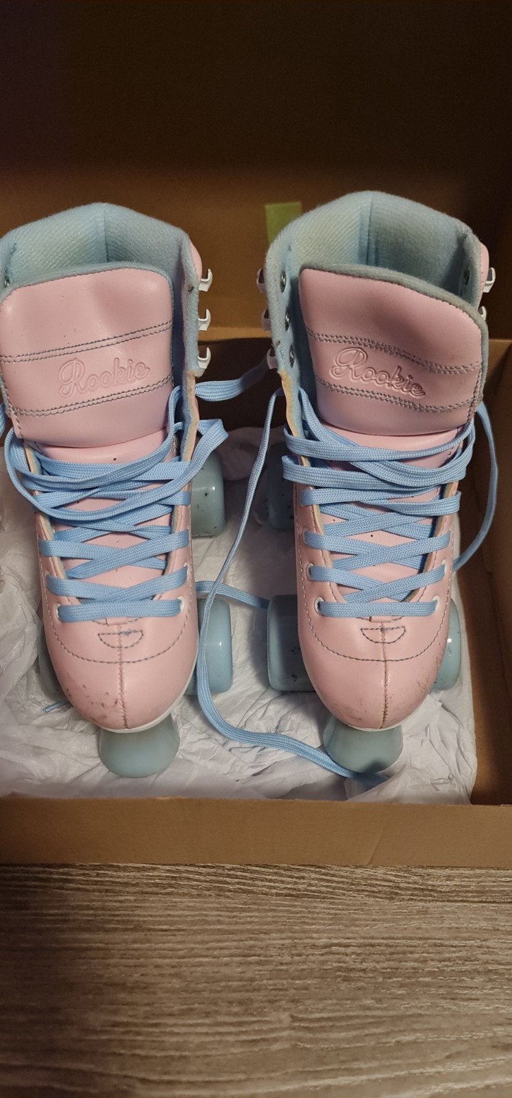 Rookie rolschaatsen - Roze met blauwe accenten, Ophalen of Verzenden, Gebruikt, Dames