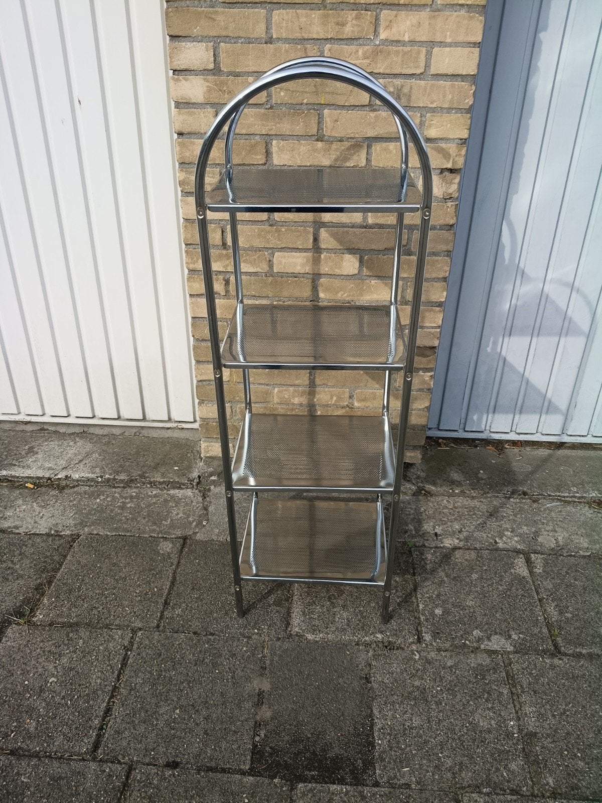 Chroom rek met 4 planken - Modern design, Ophalen, Zo goed als nieuw
