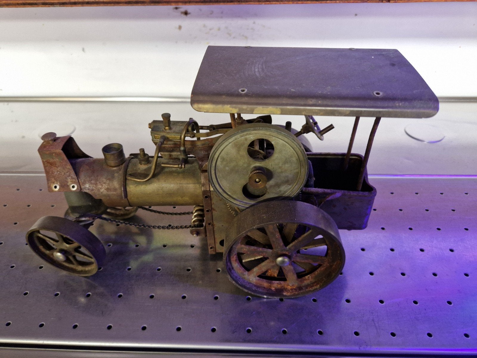 Vintage Stoomtractor Model - Metaal, Overige merken, Gebruikt, Ophalen of Verzenden, Groter dan 1:32
